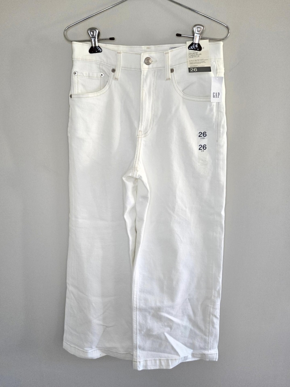 GAP High Rise Stride Ankle white denim, relaxed wide leg, ankle length, 26, NWT